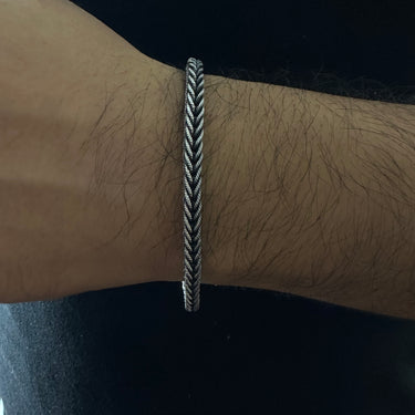 Pulsera Trenzada Espiga en Plata 950 – Estilo Minimalista Masculino